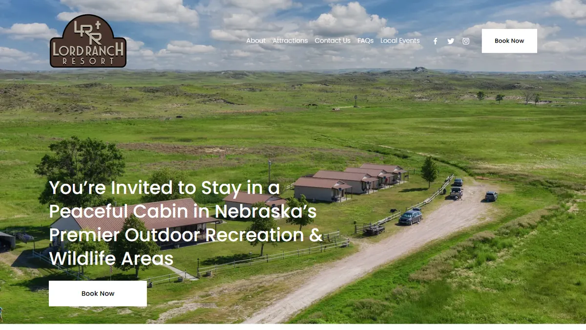 Homepage of the Lord Ranch Resort website